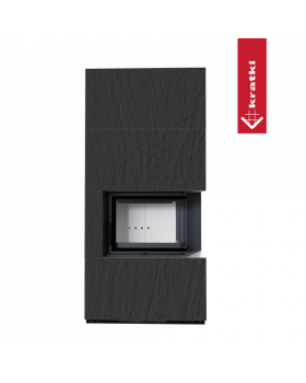 Каминокомплект FLOKI в облицовке NATURALI ARDESIA NERO A SPACCO, угловое стекло справа-foto2