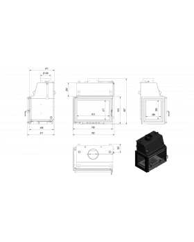 Топка с водяным контуром OLIWIA/PW/BL/17/W, стекло слева, змеевик-foto2