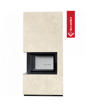 Каминокомплект FLOKI в облицовке OXIDE BIANCO, угловое стекло слева-foto2