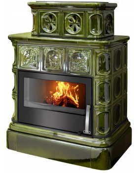 Печь ABX KARELIE P FOREST ТО кафельный цоколь зеленая