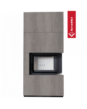 Каминокомплект FLOKI в облицовке NATURALI PIETRA DI SAVOIA GRIGIA BOCCIARDATA, угловое стекло справа-foto2