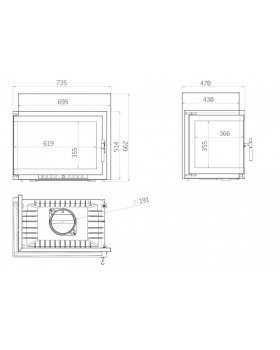 Топка ECT Font/700/L 14 кВт, 735/514/X, угловое стекло слева-foto2