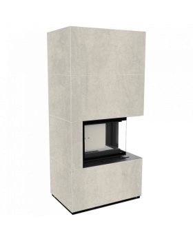 Каминокомплект FLOKI в облицовке NATURALI PIETRA DI SAVOIA PERLA BOCCIARDATA, угловое стекло справа-foto4