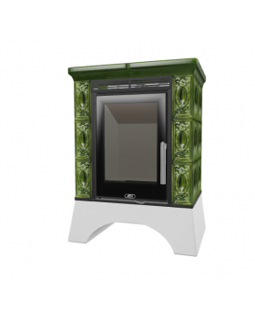 Печь-камин ABX HELVETIA NI, белый цоколь - вставка York NI (зеленая)-foto2