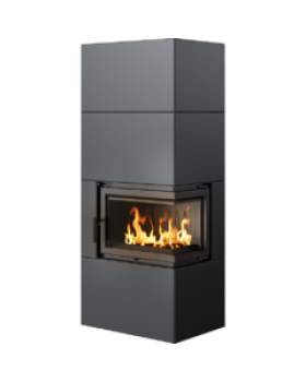 Каминокомплект Kratki SIMPLE Box черный с топкой BS, правый угол Каминокомплект Kratki SIMPLE Box черный с топкой BS, правый угол