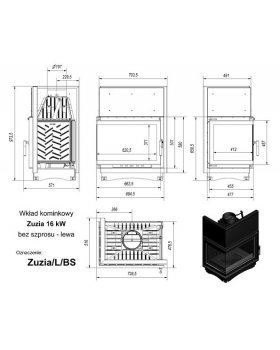 Топка ZUZIA/L/BS, Г-образное стекло слева-foto2