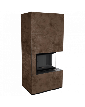 Каминокомплект FLOKI в облицовке OXIDE MORO, угловое стекло справа-foto3