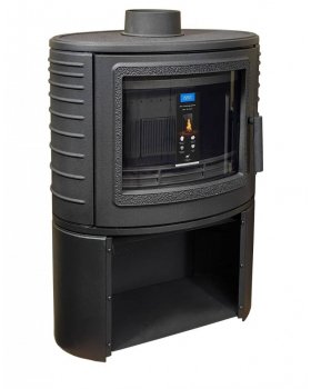 Печь-камин Puma 9кВт, чугун, с дровником, дымоход d-150мм-foto2