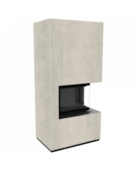 Каминокомплект FLOKI в облицовке NATURALI PIETRA DI SAVOIA PERLA BOCCIARDATA, угловое стекло справа-foto3