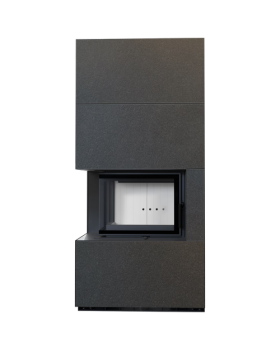 Каминокомплект FLOKI в облицовке INDIAN BLACK, угловое стекло слева