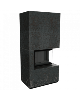 Каминокомплект FLOKI в облицовке OXIDE NERO, угловое стекло справа-foto5