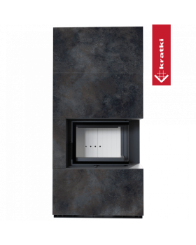 Каминокомплект FLOKI в облицовке OSSIDO NERO, угловое стекло справа-foto2