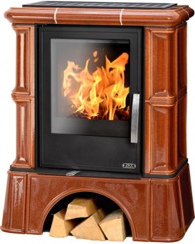 Печь-камин ABX BAVARIA KI керамическая, с кафельным цоколем, с теплообменником, с допуском воздуха