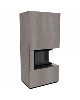 Каминокомплект FLOKI в облицовке NATURALI PIETRA DI SAVOIA GRIGIA BOCCIARDATA, угловое стекло справа-foto4