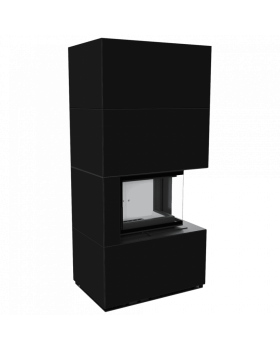 Каминокомплект FLOKI в облицовке NERO ASSOLUTO, угловое стекло справа-foto4