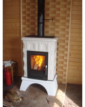 Печь-камин ABX Britania LPI кафельная, белый цоколь (ахорн)-foto4