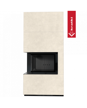 Каминокомплект FLOKI в облицовке FOKOS TALCO, угловое стекло слева