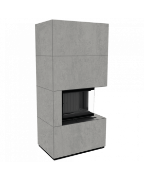 Каминокомплект FLOKI в облицовке CEMENTO GRIGIO BOCCIARDATA, угловое стекло справа-foto4