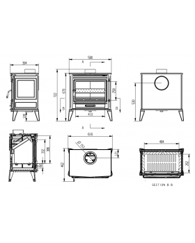 Печь-камин Dog 10кВт, дымоход d-150мм-foto7