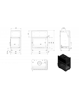 Топка с водяным контуром OLIWIA/PW/BL/22/BS/W, Г-образное стекло слева, змеевик-foto2