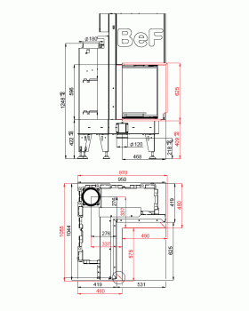 Топка BeF FLAT V4L, внутренний угол, гильотина,рамка черная-foto2