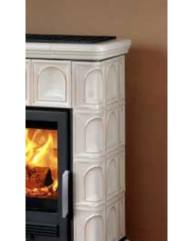 Печь-камин ABX Britania LPI кафельная, белый цоколь (ахорн)-foto3