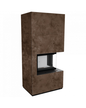 Каминокомплект FLOKI в облицовке OXIDE MORO, угловое стекло справа-foto4