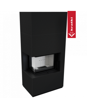 Каминокомплект FLOKI в облицовке ZIMBABWE NERO, угловое стекло слева-foto3