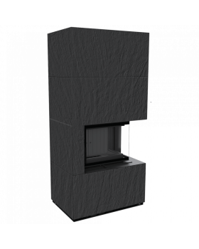 Каминокомплект FLOKI в облицовке NATURALI ARDESIA NERO A SPACCO, угловое стекло справа-foto4