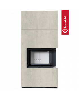 Каминокомплект FLOKI в облицовке NATURALI PIETRA DI SAVOIA PERLA BOCCIARDATA, угловое стекло справа-foto2