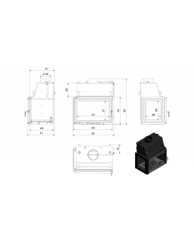 Топка с водяным контуром OLIWIA/PW/BL/22/W, стекло слева, змеевик-foto2