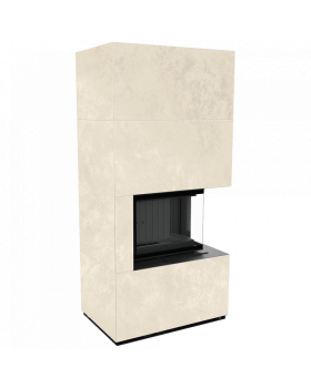 Каминокомплект FLOKI в облицовке OXIDE BIANCO, угловое стекло справа-foto4