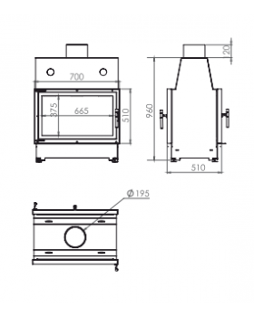 Топка ECT Double 70x51/C 13 кВт, 700/510, туннель, футеровка чугун-foto2