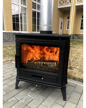 Печь-камин Dog 10кВт, дымоход d-150мм-foto6