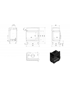 Топка с водяным контуром MAJA/PW/BL/12/BS/W, Г-образное стекло слева, змеевик-foto2