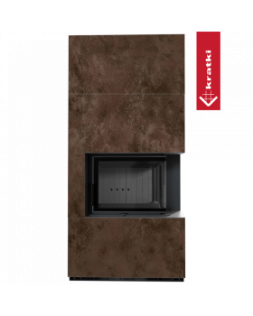 Каминокомплект FLOKI в облицовке OXIDE MORO, угловое стекло справа