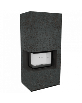 Каминокомплект FLOKI в облицовке OXIDE NERO, угловое стекло слева-foto5