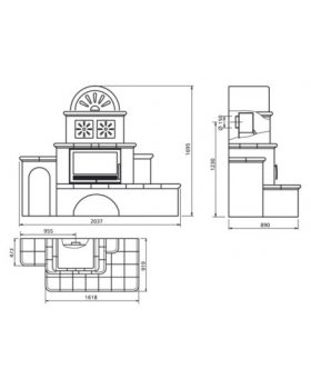 Печь-камин ABX OXFORD керамическая, с теплообменником-foto6