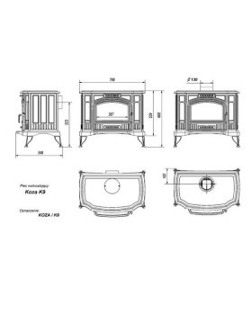 Печь-камин Kratki Koza/K9 чугунная (турбина)-foto2