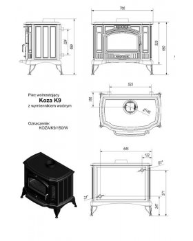 Печь-камин Kratki KOZA/K9/W чугунная (c вод.контуром)-foto2