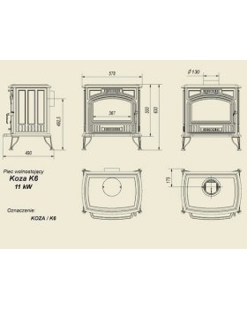 Печь-камин Kratki Koza/K6 чугунная (турбина)-foto2