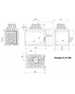 Топка Kratki SIMPLE/Z/S/P/BS, угловое стекло справа-foto3