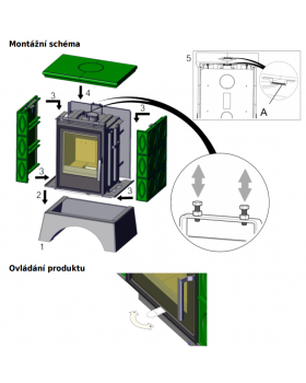 Печь-камин ABX HELVETIA NI, белый цоколь - вставка York NI (зеленая)-foto3