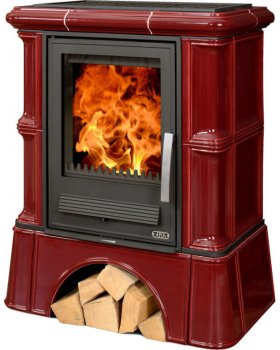 Печь-камин ABX BAVARIA LI керамическая, с чугунной топкой, с кафельным цоколем (каштан)-foto3