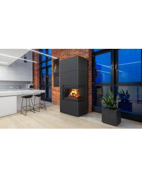 Каминокомплект Kratki SIMPLE Box черный с топкой BS, правый угол-foto7