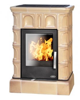 Печь-камин ABX BRITANIA KI керамическая, с кафельным цоколем, с допуском воздуха