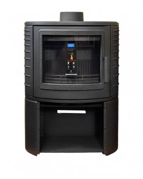 Печь-камин Puma 9кВт, чугун, с дровником, дымоход d-150мм