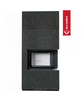 Каминокомплект FLOKI в облицовке OXIDE NERO, угловое стекло справа-foto2