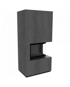 Каминокомплект FLOKI в облицовке NATURALI PIETRA DI SAVOIA ANTRANCITE BOCCIARDATA, угловое стекло справа-foto4