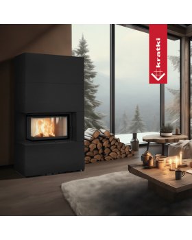 Каминокомплект FLOKI в облицовке NERO ASSOLUTO, угловое стекло слева-foto3